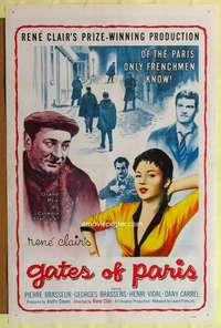 t186 GATES OF PARIS one-sheet movie poster '58 Rene Clair, Dany Carrel