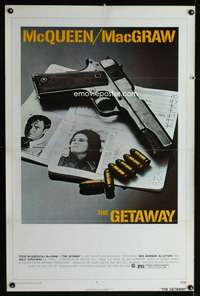 t187 GETAWAY one-sheet movie poster '72 Steve McQueen, Ali McGraw