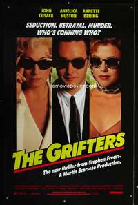 t202 GRIFTERS one-sheet movie poster '90 John Cusack, Annette Bening, Huston