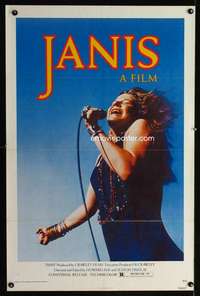 t243 JANIS one-sheet movie poster '75 great Joplin image, rock & roll!