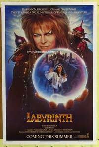 t258 LABYRINTH teaser one-sheet movie poster '86 David Bowie by Chorney!