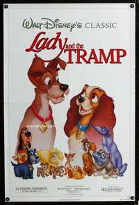 t259 LADY & THE TRAMP one-sheet movie poster R86 Walt Disney classic!