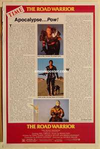 t294 MAD MAX 2: THE ROAD WARRIOR rare reviews one-sheet movie poster '82