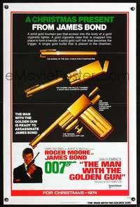 t304 MAN WITH THE GOLDEN GUN teaser one-sheet movie poster '74 Christmas!