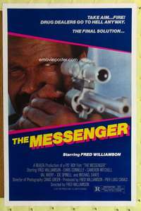 t319 MESSENGER one-sheet movie poster '87 Fred Williamson c/u with gun!