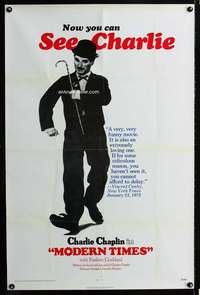 t330 MODERN TIMES one-sheet movie poster R72 classic Charlie Chaplin!
