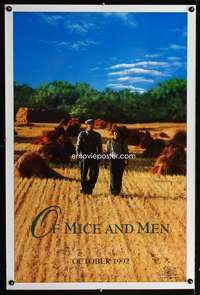 t360 OF MICE & MEN teaser one-sheet movie poster '92 Gary Sinise, Steinbeck