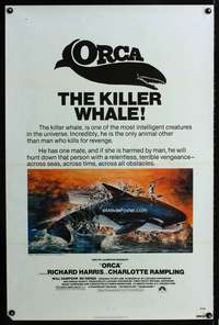 t367 ORCA one-sheet movie poster '77 John Berkey art of The Killer Whale!