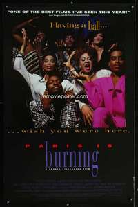 t374 PARIS IS BURNING one-sheet movie poster '90 cross-dressing drag queens!