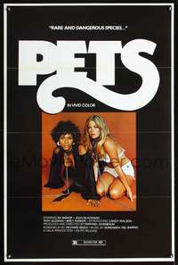 t376 PETS one-sheet movie poster '74 bizarre sexy girls in dog collars!