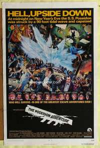 t389 POSEIDON ADVENTURE 1sh movie poster '72 Hackman, Kunstler art!