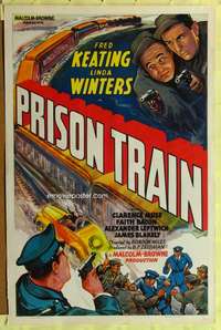 t395 PRISON TRAIN one-sheet movie poster '38 great railroad artwork!