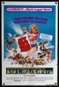 t456 SIX PACK ANNIE one-sheet movie poster '75 AIP, sexy girl & beer can!