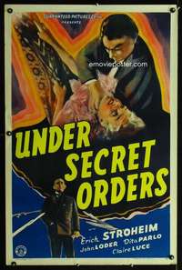 t520 UNDER SECRET ORDERS one-sheet movie poster '43 Erich von Stroheim