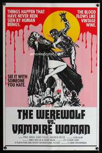 t540 WEREWOLF VS VAMPIRE WOMAN one-sheet movie poster '71 Spanish horror!