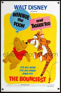 t549 WINNIE THE POOH & TIGGER TOO one-sheet movie poster '74 Disney!
