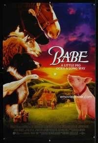 v042 BABE DS int'l one-sheet movie poster '95 classic talking pig!
