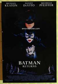 v054 BATMAN RETURNS one-sheet movie poster '92 Keaton, DeVito, Pfeiffer