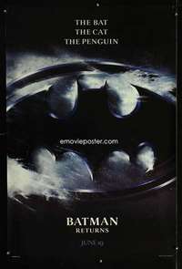 v056 BATMAN RETURNS DS bat symbol teaser one-sheet movie poster '92 Burton