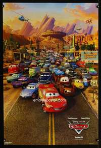 v077 CARS DS teaser one-sheet movie poster '06 Disney racing, entire cast!