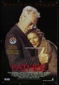 v126 FATHER one-sheet movie poster '90 Max Von Sydow, WWII crimes!