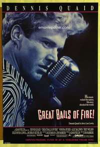 v151 GREAT BALLS OF FIRE advance one-sheet movie poster '89 Jerry Lee Lewis