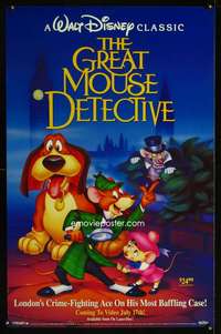 v153 GREAT MOUSE DETECTIVE video advance one-sheet movie poster '86 Disney