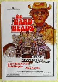 v155 HARD HEADS one-sheet movie poster '75 art of biker gang and sheriff!