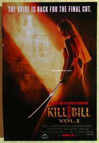v188 KILL BILL: VOL. 2 DS advance one-sheet movie poster '04 Tarantino, Uma!