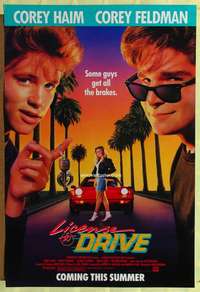 v195 LICENSE TO DRIVE advance one-sheet movie poster '88 Corey and Corey!