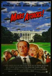 v214 MARS ATTACKS one-sheet movie poster '96 Jack Nicholson, Tim Burton