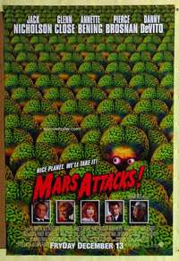 v215 MARS ATTACKS advance one-sheet movie poster '96 Tim Burton classic!
