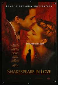 v311 SHAKESPEARE IN LOVE teaser one-sheet movie poster '98 Fiennes, Paltrow