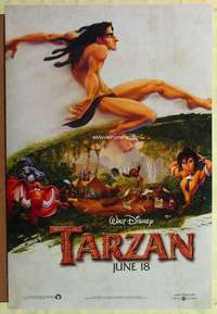 v353 TARZAN DS teaser one-sheet movie poster '99 cool Disney jungle image!