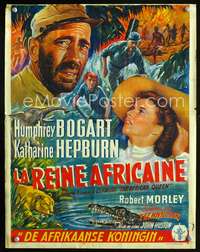 w180 AFRICAN QUEEN Belgian movie poster '52 Humphrey Bogart, Hepburn