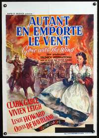 w208 GONE WITH THE WIND Belgian 23x33 movie poster R54 different art!