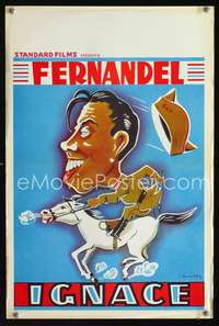 w189 IGNACE Belgian movie poster R50s great Rinn art of Fernandel!
