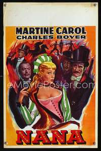 w196 NANA Belgian movie poster '55 Boyer, sexy art of Martine Carol!