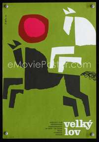 w257 BIG CATCH Czech movie poster '67 really cool Sura horse art!