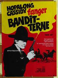 w424 BAR 20 Danish movie poster R60s William Boyd as Hopalong Cassidy