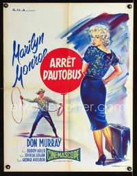 w228 BUS STOP French 23x32 R60s Rinaldo Geleng art of sexy Marilyn Monroe & cowboy Don Murray!