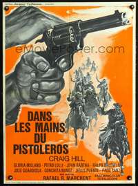 w242 HANDS OF GUNMAN French 23x31 movie poster '65 cool gun artwork!
