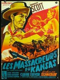 w251 STRANGER WORE A GUN French 23x32 movie poster '53 Randolph Scott