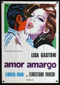 w389 BITTER LOVE Italian one-sheet movie poster '74 wonderful Brini art!