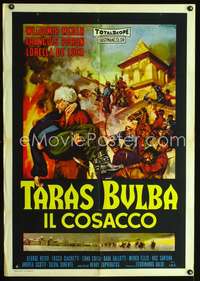 w391 TARAS BULBA IL COSACCO Italian one-sheet movie poster '63 cool art!