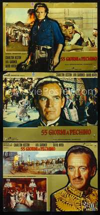 w307 55 DAYS AT PEKING 3 Italian photobusta movie posters '63 Heston