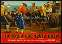 w375 TIGER OF THE SEVEN SEAS Italian photobusta movie poster '62