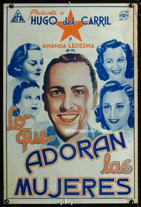 w164 EL ASTRO DEL TANGO Mexican movie poster '40 De Sil art!