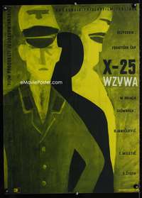 w535 X-25 REPORTS Polish 23x32 movie poster '62 cool Huskowska art!