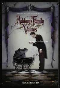 y018 ADDAMS FAMILY VALUES DS advance one-sheet movie poster '93 Lurch & baby!